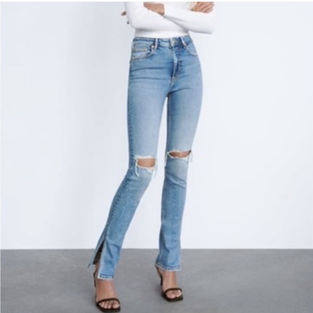ZARA SPLIT HEM SKINNY JEANS